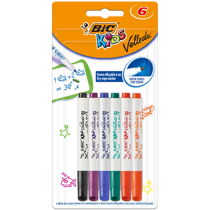Marker suchościeralny KIDS Mini Velleda BIC mix Blister 6szt